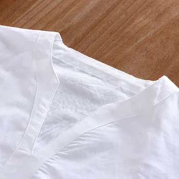 Chineză stil cămașă lenjerie Plus dimensiunea 4XL/5XL barbati casual alb Respirabil, moale, trei sferturi tricou Camisa masculina TX55