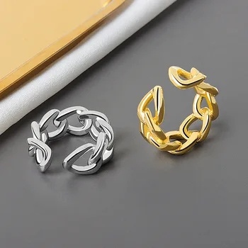 De înaltă Calitate Moda Argint 925 Geometrice lanț de culoare de aur, Inele Reglabile Pentru Femei en-Gros de Bijuterii