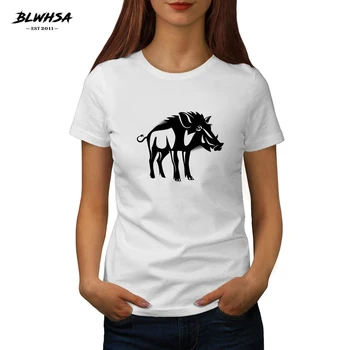 BLWHSA Mistreț Imprimare Tricou Femei Casual de Vara cu Maneci Scurte Amuzant Tricou Hip Hop Wild Boar Animal Print pentru Femei Cămăși