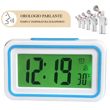 Italiană Vorbesc Ceas cu Alarmă Vorbind de Timp și Temperatură pentru Dormitor serviciu de Trezire