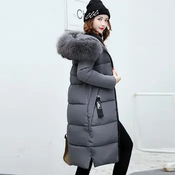 Noul Mare de blană haină de iarnă îngroșat hanorac femei slim lungi de iarnă jos strat de bumbac Plus Dimensiune S-3XL hanoracul jos jacheta femei