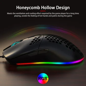 Cu fir Mouse de Gaming pentru PC, Laptop Reglabil 7 Chei tip Fagure Gol Design 69g Usoare ABS Mouse cu Fir