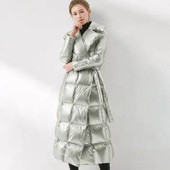 Ulei high-end de îmbrăcăminte pentru femei în Europa și argint în jos jacheta de moda cu mult timp liber șantiere mari în jos jacheta haina