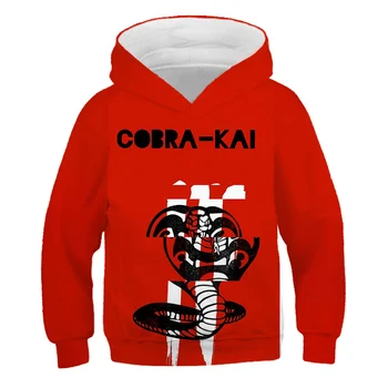 Toamna Copii Hanorac Cobra Kai Hanorace Jachete Harajuku Hip-Hop cu Gluga Cobra Kai băieți fete Casual Negru Populară pulovere