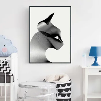 Minimalismul Modern, Imprimeuri Animal Alb-Negru Linie de Pisica HD Poster Linii Canva Imagini Pictura Arta de Perete pentru Camera de zi Decorative