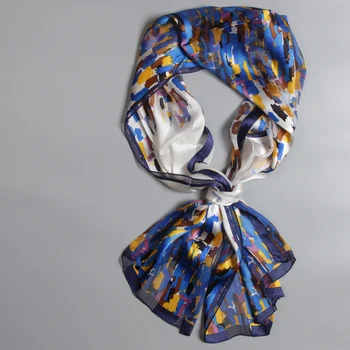 Femei Mătase Pură Lungă Imprimate Eșarfă Mare Șal Folie de Cravată 170x55cm 66