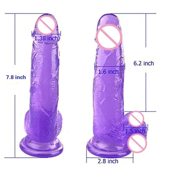 Vibrator Realist 7.8 Inch Violet Penis Pentru Incepatori Cu Ventuza Puternica Jucarie Sexuala Pentru Femeie Vaginale G Spot Anal Prostata Juca