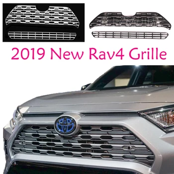 Utilizare Pentru Toyota RAV4 Hybrid 2019 2020 Față de Rinichi Bara de Curse Grill ABS ABS Negru Lucios de Culoare Argintie Grila de Acoperire Accesorii
