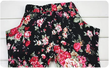 Fierbinte de Vară pentru Copii Fete Haine fără Mâneci Vesta Negru Floral Pantaloni Copii Eșarfă Stil de Moda 3pcs Copii Fata de Seturi de Îmbrăcăminte