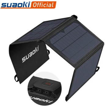 Suaoki 21W Panou Solar Încărcător de Baterie Pliabil rezistent la apa Energie de la Soare Afișaj LED Dual USB 5V/4A Ieșire pentru iPhone X 8 Huawei