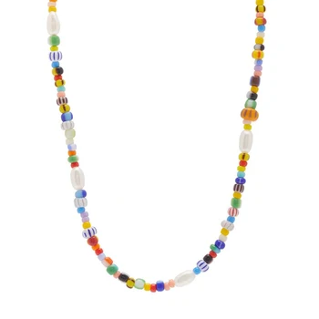 Handmade Margele Colorate Colier de Perle de apă Dulce Înfrumusețare Pentru Femei Curcubeu Cravată 2020 Nou la Modă Accesorii en-gros