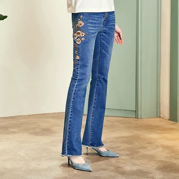 ARTKA 2018 Toamna Noua Femei Vintage Flori Brodate Flare Jeans Femei-meci de Pantaloni din Denim KN11486Q