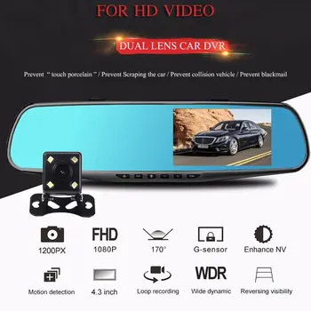 4.3 Inch Oglinda Retrovizoare Dvr Auto Camera Hd 1080P Masina Oglindă Video Recorder cu Camera retrovizoare Auto Oglinda Ecran Dash Camera