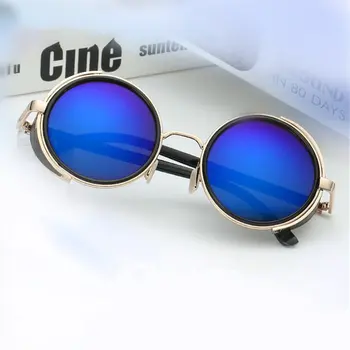 Femei Bărbați Steampunk ochelari de Soare Retro Punk Vânt Ochelari de Soare Vintage ochelari de soare Ochelari de Design Metalic Rotund pentru Bărbați