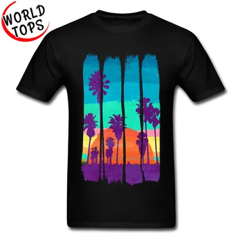 Personalizate Retro sex Masculin Top T-shirt Guler Rotund Maneci Scurte Topuri de Bumbac Tricou Miami Beach Apus de soare de Vară T-shirt de Calitate Superioară