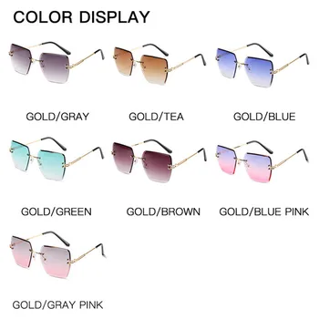 Oulylan Populare fără ramă de ochelari de Soare pentru Femei de Moda Cadru Metalic Poligon Gradient de Ochelari de Soare de Vară Stil de Ochelari de soare UV400