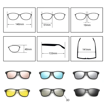 Ora DOUĂ Magnetice, ochelari de Soare Femei Clip Pe Bărbați ochelari de soare Polarizat UV400 TR90 3D Viziune de Noapte Dioptrie baza de Prescriptie medicala de Sticlă C2208