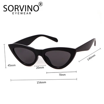 SORVINO Designer Triunghi Ochi de Pisica ochelari de Soare 2020 Femei Brand de Lux 90 Retro Bling Cateye Ochelari de Soare Bomboane Nuante de Negru SN245