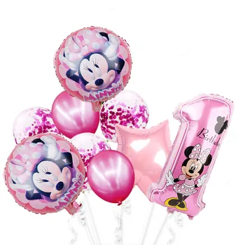 Minnie mouse, baloane folie mickey 1st birthday party, decoratiuni copii ballon numărul 1 globos copil de dus confetti latex minge de jucărie