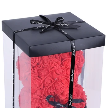 Cadou Ziua îndrăgostiților 25cm Roșu PE Rose Flori Artificiale Teddy Bear pentru Femei Îndrăgostiților, Nunta, Petrecere de Aniversare Cadou de Crăciun