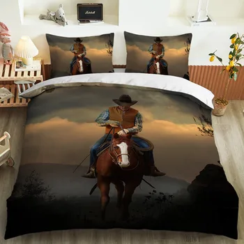 Moda de vest cowboy 3D de imprimare set de lenjerie de pat carpetă acopere Silueta de model home textile dormitor lenjerie de pat acoperă cu capacul perna