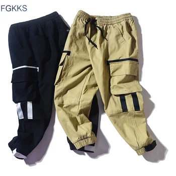 FGKKS Noi Bărbați Pantaloni Brand de Moda de Mare Buzunar de Pantaloni Barbati Culoare Solidă Slim Fit Tendință Casual Pantaloni sex Masculin