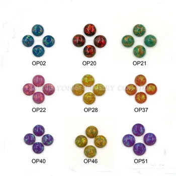 Transport gratuit 4mm Sintetice Opal Culori Diferite, de Forma Rotunda Cabochon Opal