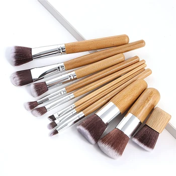FLD 10buc Set de Perii Machiaj Profesional de Bambus Kabuki Fundația Amestecare Fard Corector de Ochi Pudră de Față Cosmetice Kit de Pensulă