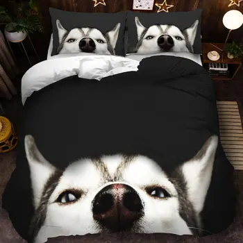 Animale 3d câine drăguț personalizate set de lenjerie de pat capac plapuma fata de perna 3pcs twin designer designer de lenjerie de pat de lux