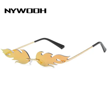 NYWOOH Epocă Flacără ochelari de Soare Femei Bărbați fără ramă Foc Ochelari de Soare Oglindă Lentile de Partid Metal Ochelari de Mici ochelari de soare UV400