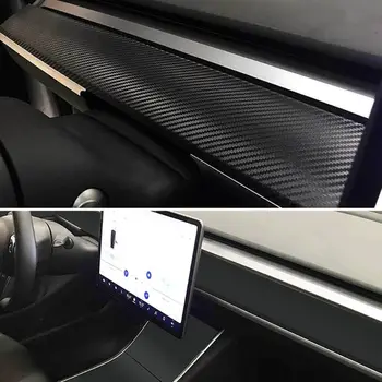 2 buc Masina de Bord Autocolant Mat din Fibra de Carbon Negru Pentru Tesla Model 3 Racleta Accesorii