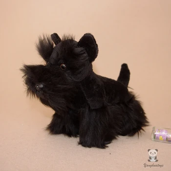 Simulare De Câini Păpuși, Animale De Pluș Jucărie Drăguț Schnauzer Papusa Jucării Pentru Copii Cadou Negru