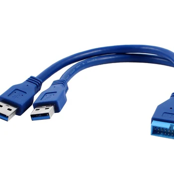PROMOVARE! Albastru 2 Port USB 3.0 de Tip a Male la 20 Pin Header de sex Masculin Cablu Adaptor Cablu