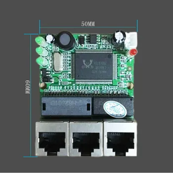 Comutator rapid mini 3 port ethernet 10 / 100mbps rj45 rețea switch hub pcb module de bord pentru sistemul de integrare module
