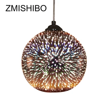 ZMISHIBO focuri de Artificii 3D E27 Sticla Lumini Pandantiv de Aur a Crescut Abajur Decor Lampă de Agățat Pentru Camera de zi Corpuri de Iluminat