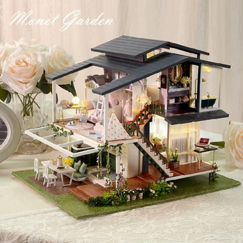 3D DIY din Lemn in Miniatura Casa Papusa Kit Romantic Villa Clădirea de Asamblare Model Cabana Casa Decor de Crăciun Cadouri de Ziua de nastere