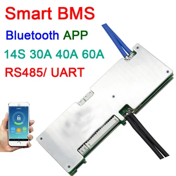 14 60A 40A 30A inteligent Litiu baterie li-ion de protecție board W/ echilibru BMS sistem Bluetooth APP RS485 UART software monitor