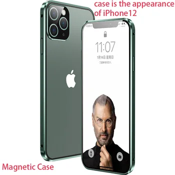 Metal Magnetic de Caz pentru iphone 12 Pro caz Bara de protecție Camerei de Sticlă de protecție pentru iphone 11 pro max Mini caz acoperire coque fundas