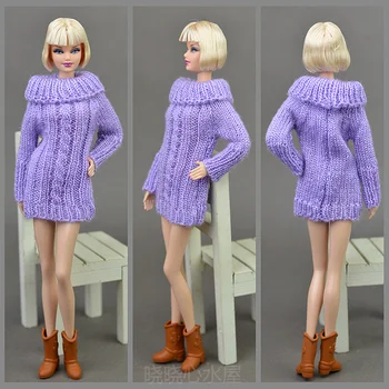 Noi 2017 Iarnă Pulover 4 Culori De Moda De Îmbrăcăminte De Bumbac Lână Costum De Haine Pentru 1/6 Jucarie Papusa Barbie