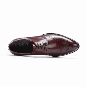 EIOUPI nou design de top real, plin de cereale din piele mens de afaceri formal pantofi bărbați rochie de bocanc Aripa-Sfaturi pantofi e870-102