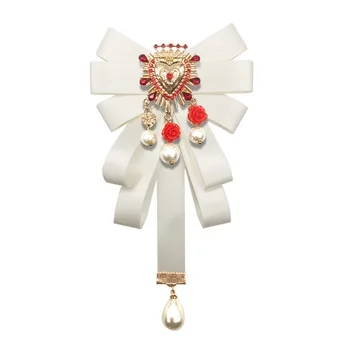 Noul Material Retro Pearl Papion Brosa Floare Panglică de Ace de Rever Guler de Camasa Luxulry Bijuterii Broșe pentru Femei Accesorii