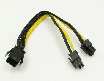 10buc/lot de Înaltă calitate 6 Pin PCI-E la 2*6pini splitter 18AWG extindere cablu de alimentare