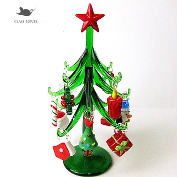 Personalizate Realizate manual 15cm Mici din Sticlă de Murano Pom de Crăciun Figurine Ornament Decor de Crăciun 12buc Accesorii Pandantiv Cadou