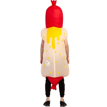 Hot Dog Gonflabile costum Cosplay Cârnați costum Amuzant de Aer Sufla Costum Petrecere Rochie Fancy Costum de Halloween pentru Adulti Salopeta