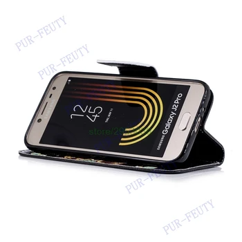 Flip Portofel Caz pentru Samsung Galaxy J2 Pro 2018 J250 Flip Caz Telefon din Piele Acoperi J250F/DS, SM-J250F/DS Portofel cu Capac de Silicon