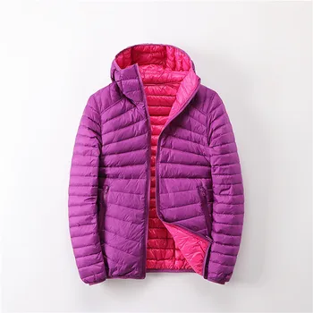 2019 Nou Toamna iarna dublu Partea de jos jacheta femei Casual cu Maneci Lungi Hoodied Haină scurtă ultra subțire de lumină Rață Jos haina Mw887