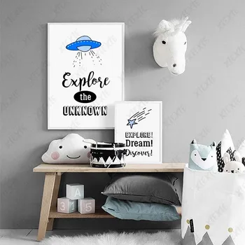 Desen Animat Animale Astronaut Poster Canvas Tablou Străin Fantezie Tapet Ambarcațiuni De Imprimare De Decorare Imagine Dormitor