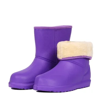 Excargo Eva Cizme Pantofi Femei Blana de Pluș Cald Iarna Cizme pentru Ploaie Impermeabil Rainboots Femei 2020 Blana Bumbac Căptușit Pantofi de Ploaie