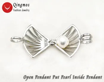 Qingmos Doresc Colierele de Perle Colier pentru Femei Cu 20mm Shell Cușcă Dragoste Pearl Titular la Modă Pandantive Colier Cutie de Cadou-who3647