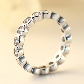 Real Argint 925 inel pentru Femei Bijuterii de Moda-Un rând AAA CZ Logodnă, petrecere de nunta inele de Dimensiune 5-10 Bague femme